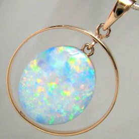 【送料無料】ネックレス　オーストラリアオパールペンダントピンクゴールドフープaustralian white opal pendant 14k pink gold hoop 147ct genuine jewelry gift a69