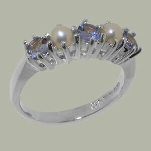 �y���������z�l�b�N���X�@�z���C�g�S�[���h�^���U�i�C�g�p�[�������O�T�C�Y14ct white gold natural tanzanite amp; pearl womens eternity ring sizes j to z