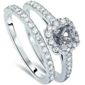 【送料無料】ネックレス　クッションハローkホワイトゴールドセット34 cttw cushion halo engagement bridal set setting 14k white gold