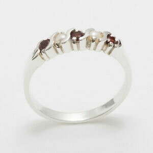 yzlbNX@zCgS[hK[lbgOTCY14ct white gold natural garnet amp; full pearl womens eternity ring sizes j to z