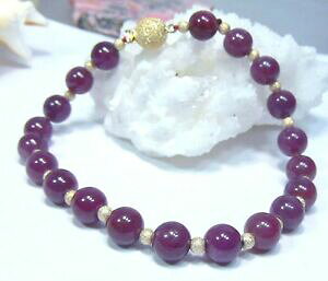 yzlbNX@AtJr[~kS[huXbgrare amazing genuine natural african red ruby 7mm spheres 14k gold bracelet 8