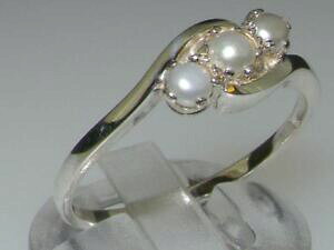 �y���������z�l�b�N���X�@�z���C�g�S�[���h�p�[�������O�T�C�Y18ct 750 white gold pearl womens trilogy ring sizes j to z