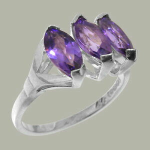 yzlbNX@\bhzCgS[hAWXgOTCYsolid 14ct white gold natural amethyst womens trilogy ring sizes j to z