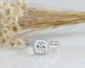 ネックレス　クッションホワイトゴールドカットハローリング244 tcw cushion cut halo engagement wedding ring set in white gold for women