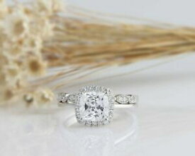 【送料無料】ネックレス　クッションホワイトゴールドカットハローリング244 tcw cushion cut halo engagement wedding ring set in white gold for women