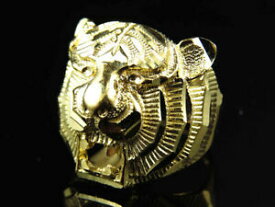 【送料無料】ネックレス　kイエローゴールドタイガーヘッドリングgenuine 10k yellow gold tiger head stunning ring for men