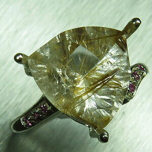 yzlbNX@S[f`NH[cVo[kkS[hv`iO485ct natural golden rutile quartz 925 silver 9ct 14k 18k gold platinum ring
