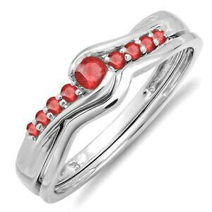 �y���������z�l�b�N���X�@�S�[���h���r�[���f�B�[�X�v���~�X�Z�b�g025 ct 14 ct gold genuine ruby ladies promise wedding ring set 14 ct