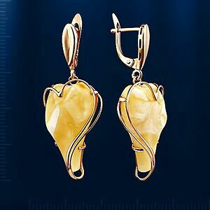 �y���������z�l�b�N���X�@���[�Y�S�[���h�I�����W�C�������O��rose gold 14k 585 baltik amber dangle earrings 45��18 mm nwt stunning 716g