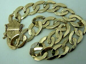 yzlbNX@\bhS[htbgp^[NuXbgC`gents solid 9ct gold flat slight patterned curb linked bracelet 8 inches