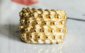 【送料無料】ネックレス　9ctトイレ4 th699ct gold gents 4 row broad chunky keeper ring th69