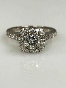 �y���������z�l�b�N���X�@�n���[���A���z���C�g�S�[���h250ct roundcut moissanite halo promise engagement ring 14k real white gold