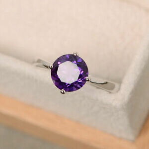 yzlbNX@EhJbgAWXgOkzCgS[hOTCY200 ct round cut natural amethyst gemstone ring 14k white gold rings size n o