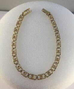 �y���������z�l�b�N���X�@�S�[���h�t�@���V�[�X�N�����[�����N�u���X���b�g9ct gold fancy screw detail link bracelet 05cm wide 725 length 104g