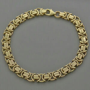 �y���������z�l�b�N���X�@�S�[���h�����Y�r�U���`���u���X���b�ghallmarked 9ct gold mens xsmall byzantine bracelet 75 8mm 17g b19_75