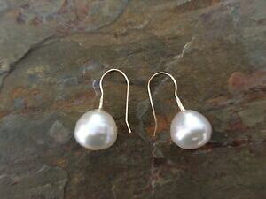 �y���������z�l�b�N���X�@kt�C�G���[�S�[���h�C�������O�h���b�v�t�@�C��14 kt yellow gold amp; paspaley south sea pearl earring drop 12 mm fine