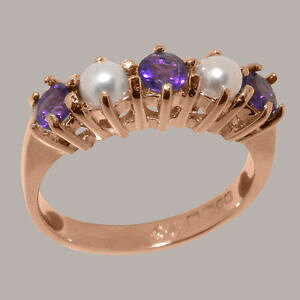 yzlbNX@[YS[hAWXgp[OTCY18ct 750 rose gold natural amethyst amp; pearl womens eternity ring sizes j to z