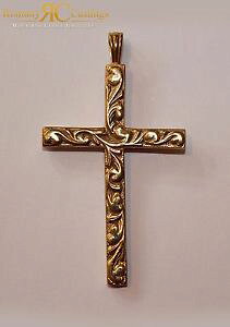 �y���������z�l�b�N���X�@�\���b�h�S�[���h�X���[���N���X�y���_���glarge solid swirl cross pendant in 9ct gold extra large 16g 40 x 70 mm ep70