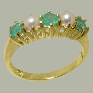 yzlbNX@CG[S[hGhp[OTCY18ct 750 yellow gold natural emerald amp; pearl womens eternity ring sizes j to z