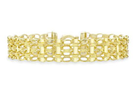 【送料無料】ネックレス　イエローゴールドベルチャーバーリンクブレスレット9ct yellow gold oval belcher bar link bracelet 185cm725