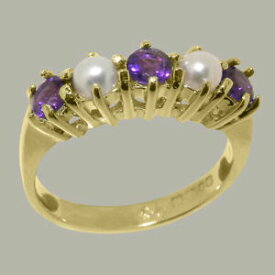 【送料無料】ネックレス　イエローゴールドアメジストパールリングサイズ18ct 750 yellow gold natural amethyst amp; pearl womens eternity ring sizes j to z