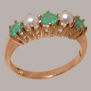 yzlbNX@[YS[hGhp[OTCY18ct 750 rose gold natural emerald amp; pearl womens eternity ring sizes j to z