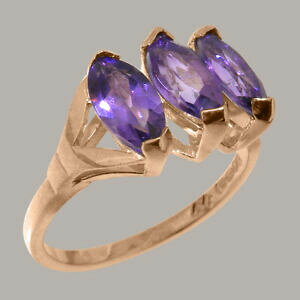 yzlbNX@\bh[YS[hAWXgOTCYsolid 18ct 750 rose gold natural amethyst womens trilogy ring sizes j to z