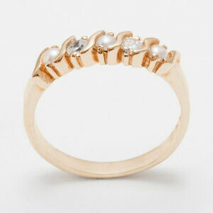 yzlbNX@\bh[YS[hp[OTCYsolid 18ct 750 rose gold pearl amp; cz womens eternity ring sizes j to z