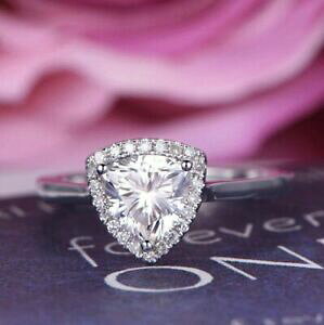 �y���������z�l�b�N���X�@�n���[���A���z���C�g�S�[���h160tcw trillioncut moissanite halo promise engagement ring 14k real white gold