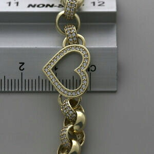 yzlbNX@S[hfB[Xn[gx`[uXbg9ct gold ladies gemset heart belcher bracelet 75mm 8hallmarked {th1_8}