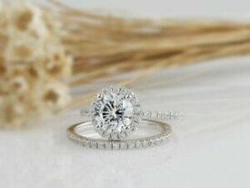 【送料無料】ネックレス　139 tcwホワイトゴールドセットカット139 tcw classic round cut halo bridal engagement ring set in white gold