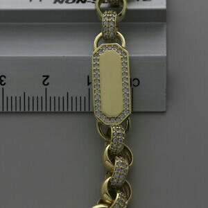 yzlbNX@85C`{ti3_85}9ctS[hZbg375 idx`[mm9ct gold mens gemset triple id belcher bracelet 75 mm 85 inches {ti3_85}