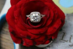 �y���������z�l�b�N���X�@�n���[���A���z���C�g�S�[���h350tcw cushioncut moissanite halo promise engagement ring 14k real white gold