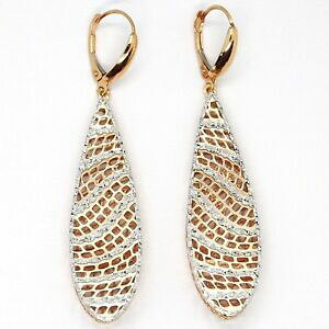�y���������z�l�b�N���X�@�C�������O���[�Y�h���b�v�z���C�g�S�[���h�h���b�vdrop earrings rose amp; white gold 750 18k, drop, finely knitted