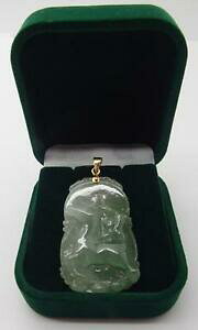 yzlbNX@y_g585 14ct solid gold large natural jadeite jade pendant horse carving 7