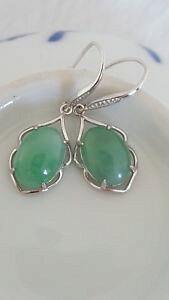 yzlbNX@^CvVo[COgenuine beautiful 1075ct icy jadeite jade type a 925 silver dangled earring