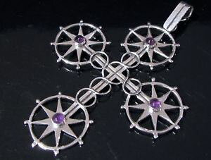 yzlbNX@X^[OVo[AWXgJ{VNXy_gmodernist large sterling silver amp; amethyst cabochon cross pendant signed