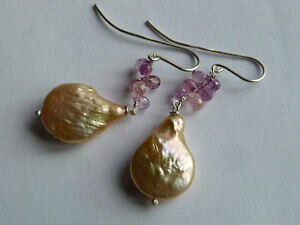 yzlbNX@COVo[Tt@CAr[Yearrings silver,12 briolettes sapphire, 2 beads freshwater