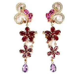 yzlbNX@big real ruby topaz rhdoolite amethyst touramline czsterling 925earringbig real ruby topaz rhdoolite amethyst touramline c