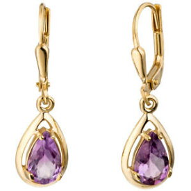 【送料無料】ネックレス　イヤリングアメジストライラックオーバルドロップゴールドレディースboutons earrings amethyst lilac drop pointed oval 333 gold ladies