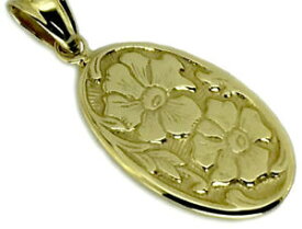 【送料無料】ネックレス　9ctゴールドブドウディスクペンダントラッパズイセンgenuine 9ct gold vintage floral engraved oval disc pendant daffodil blossoms