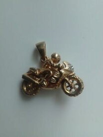 【送料無料】ネックレス　オートバイバイクゴールドペンダントmotorcycle motorbike 9ct gold pendent