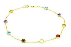 yzlbNX@14kCF[S[h85C`14k yellow gold round shaped gemstone bracelet 85 inches