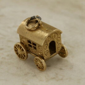 【送料無料】ネックレス　ヴィンテージ9ctイェローゴールドジプシーワゴンvintage 9ct yellow gold opening gypsy wagon charm