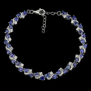 yzlbNX@Tt@CA725875X^[O925sterling silver 925 genuine rich blue sapphire gemstone bracelet 725875 inch