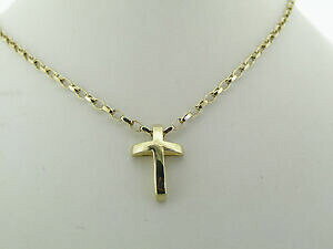 yzlbNX@{bNXS[hNXy_g`F[ boxed hallmarked 9ct gold child adult cross pendant 16 chain nr bargain