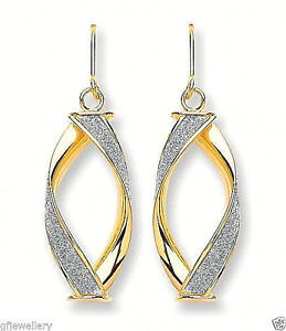 yzlbNX@CG[S[hXpChbvCO9ct hallmarked yellow gold sparkling moondust inlaid spiral drop earrings