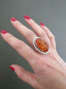 �y���������z�l�b�N���X�@���B���e�[�W�X�^�[�����Ovintage sterling silver amber modernist ring