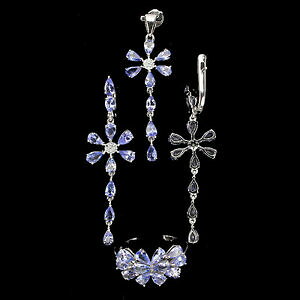 �y���������z�l�b�N���X�@�X�^�[�����O�V���o�[�y���_���g�T�C�Y�����Osterling silver 925 genuine tanzanitenearrings, pendant amp; ring size p12 us 8
