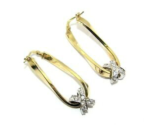 �y���������z�l�b�N���X�@���f�B�[�X���f�B�[�X�Z�b�g�S�[���h�c�C�X�g�f�U�C���t�[�v�C�������Oladieswomens 9ct gold twist design hoop earrings set with cz stones